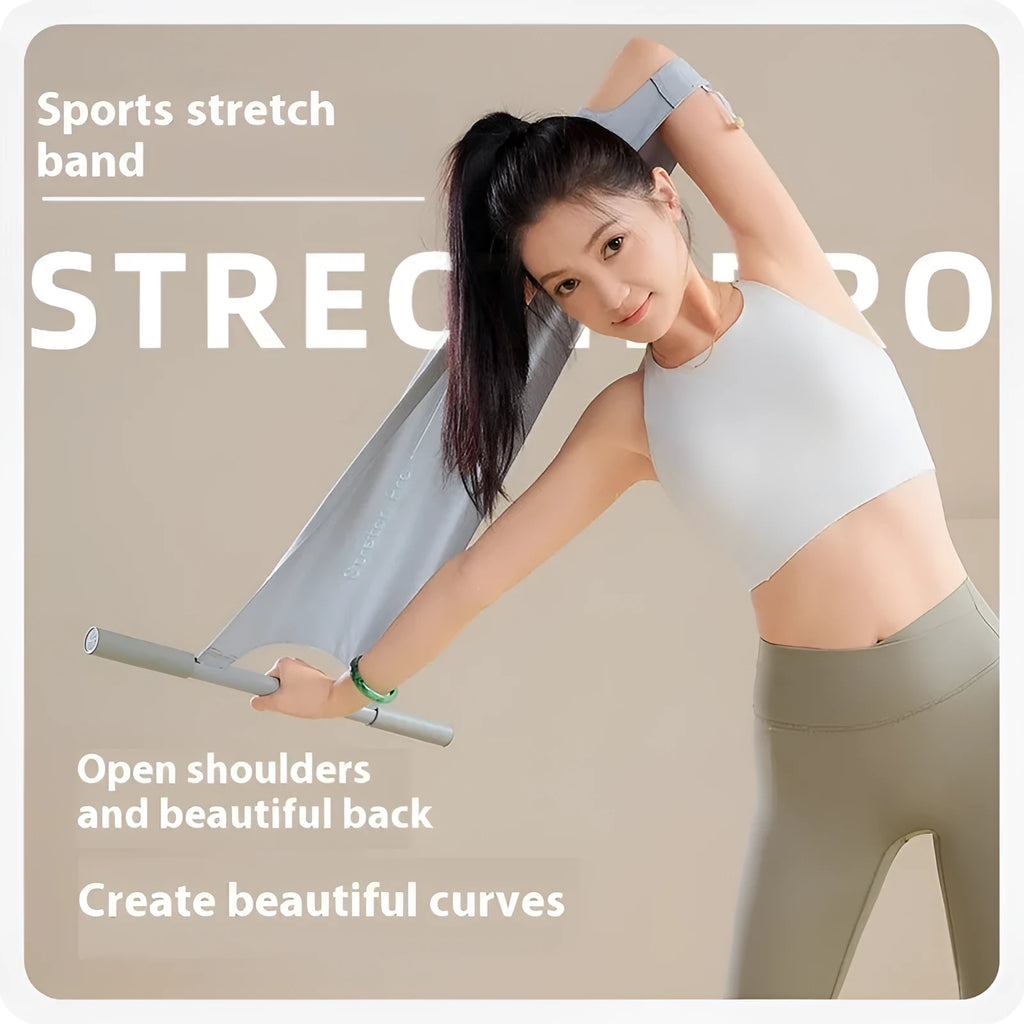 Yoga multi-function stretching tool in grey or pink colours for shoulder, back and hip flexibility training