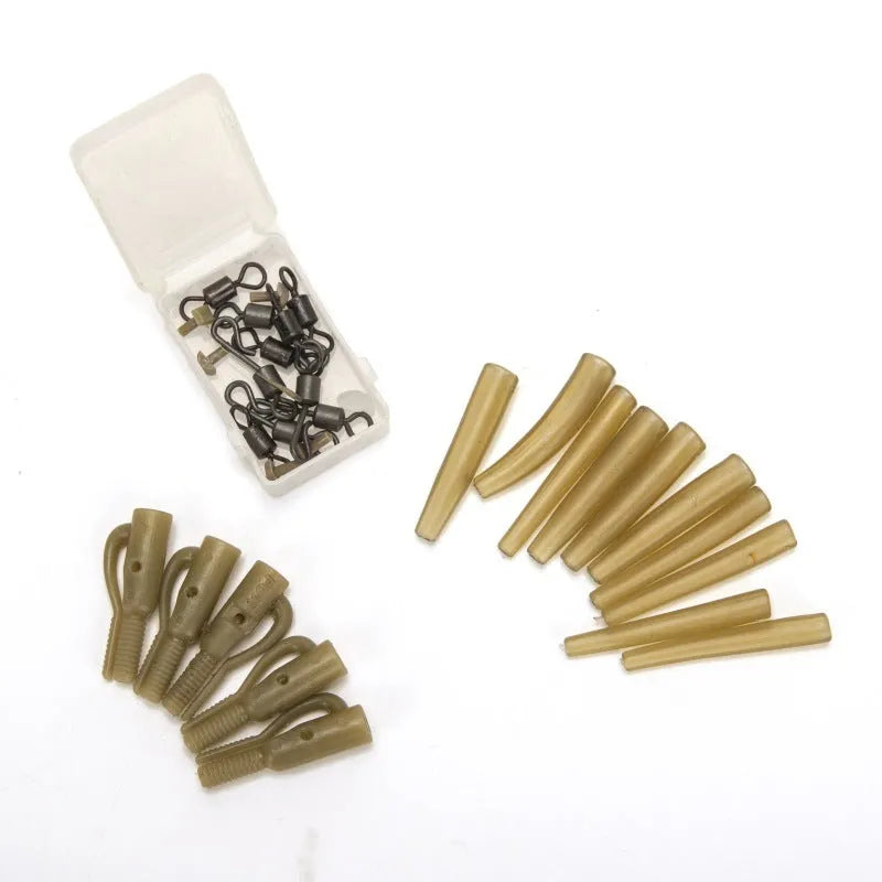 Tobly brand carded set of 30 carp fishing accessories including pipes, hoses, and screws.