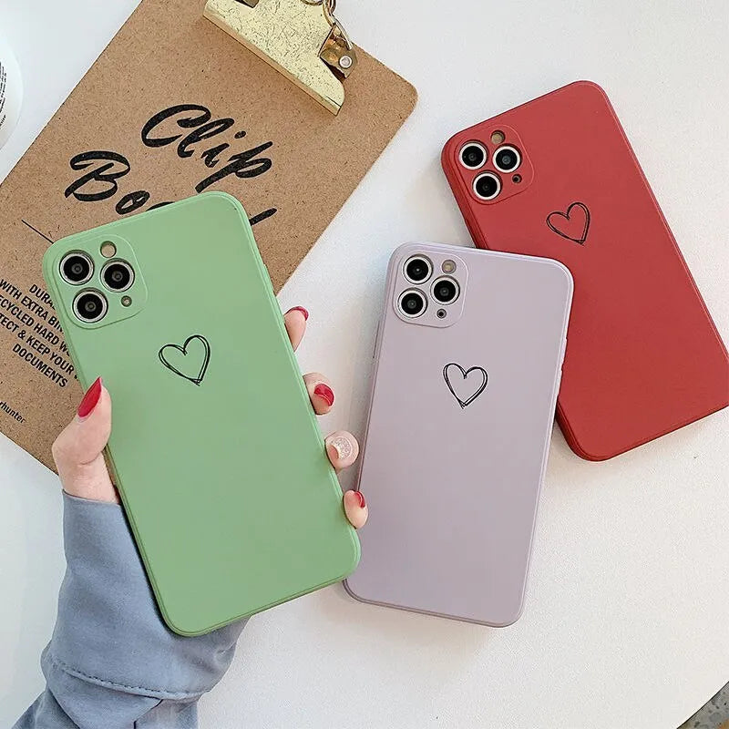 Silicone TPU back cover phone case for Apple iPhone, shown in multiple solid colour options.