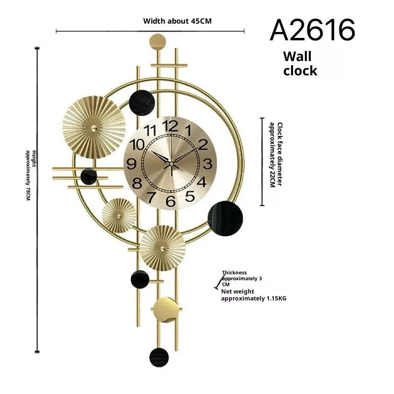 A2616 small gold iron wall clock for quiet home decoration