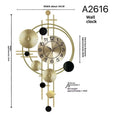 A2616 small gold iron wall clock for quiet home decoration
