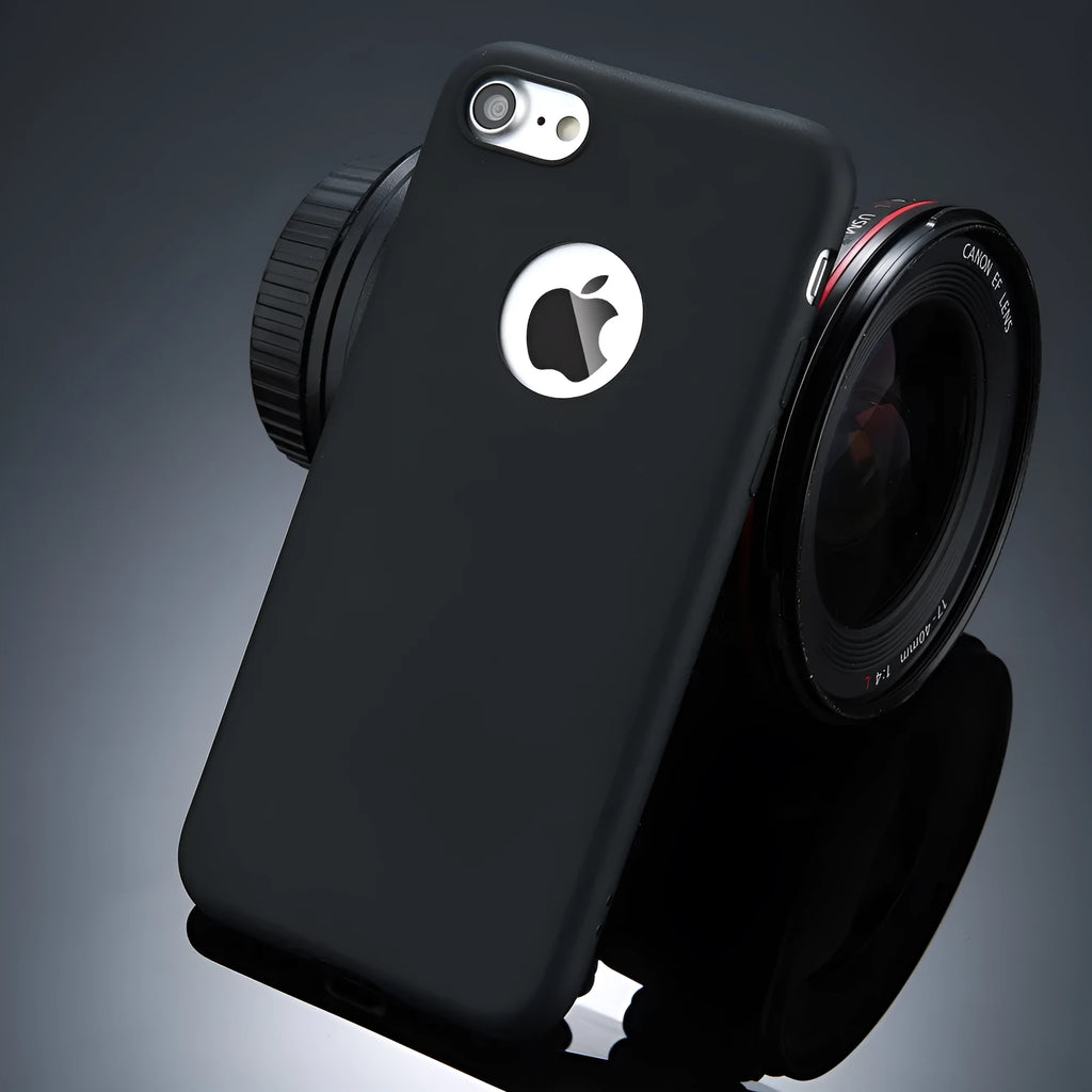 Soft silicone TPU iPhone case in candy colours of red, pink, blue, green, navy, and black.
