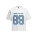 Loose-fitting casual t-shirt in black or white colour with short sleeves and polyester blend fabric