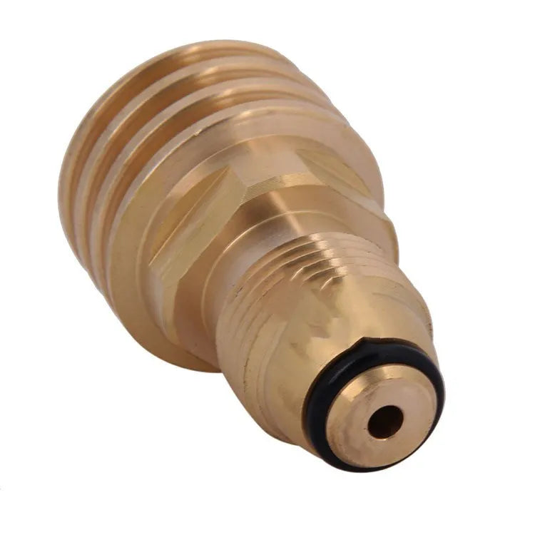 Gold-coloured brass gas brazing copper adapter with tapered thread.