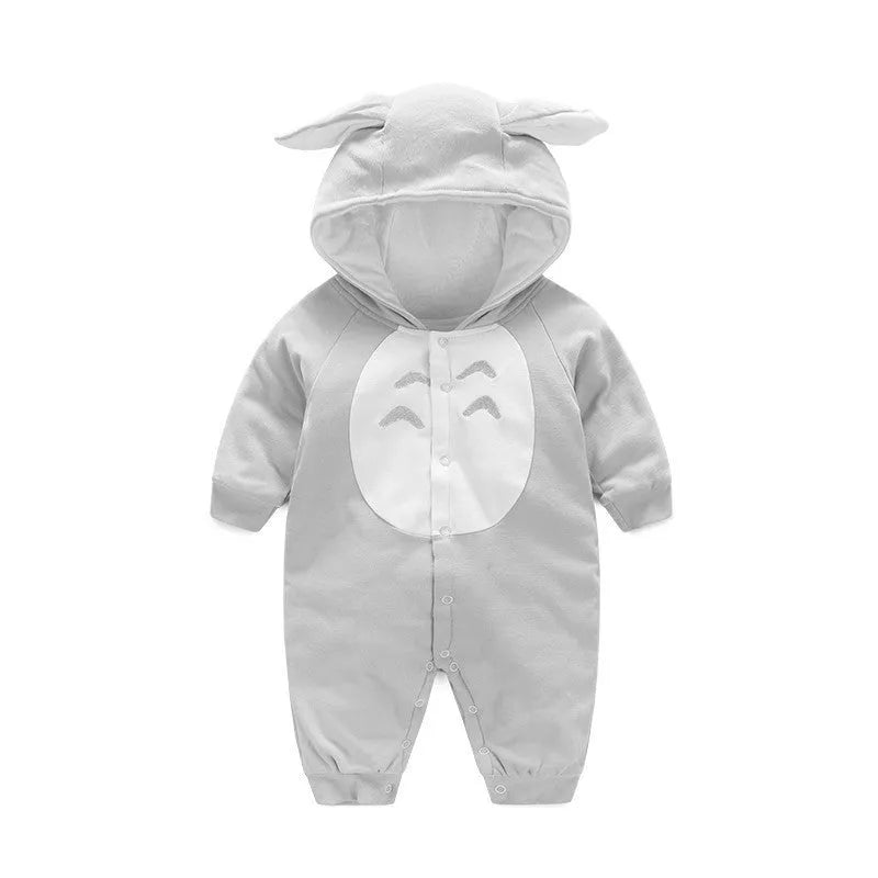 Cotton baby jumpsuit romper in blue with long sleeves, available in sizes 66cm to 90cm