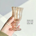 Medieval French design clear wine glass in decorative colour variations