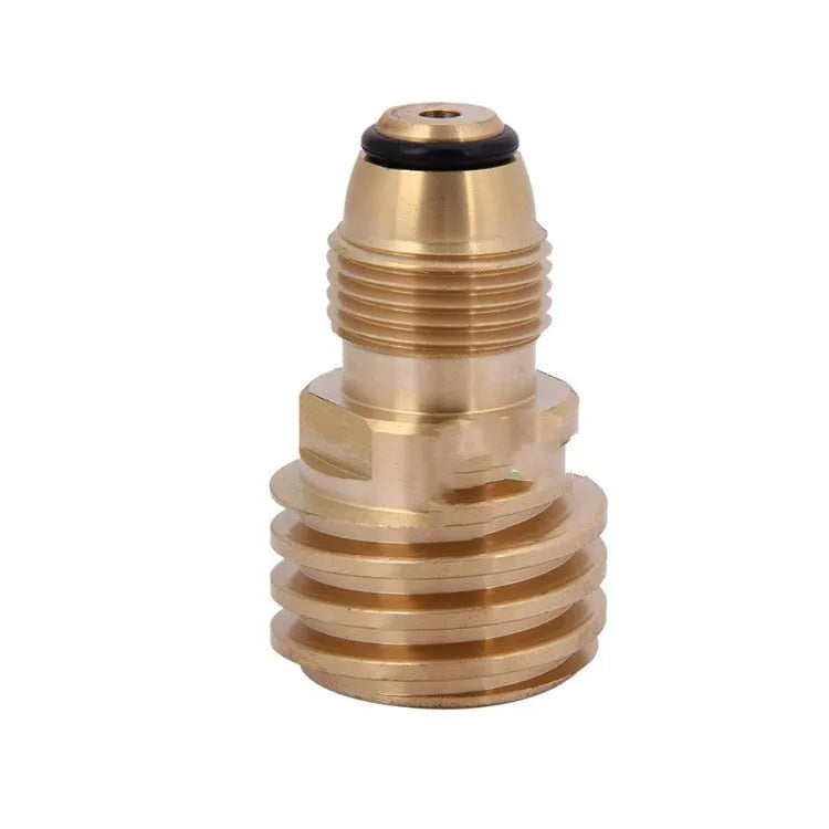Gold-coloured brass gas brazing copper adapter with tapered thread.