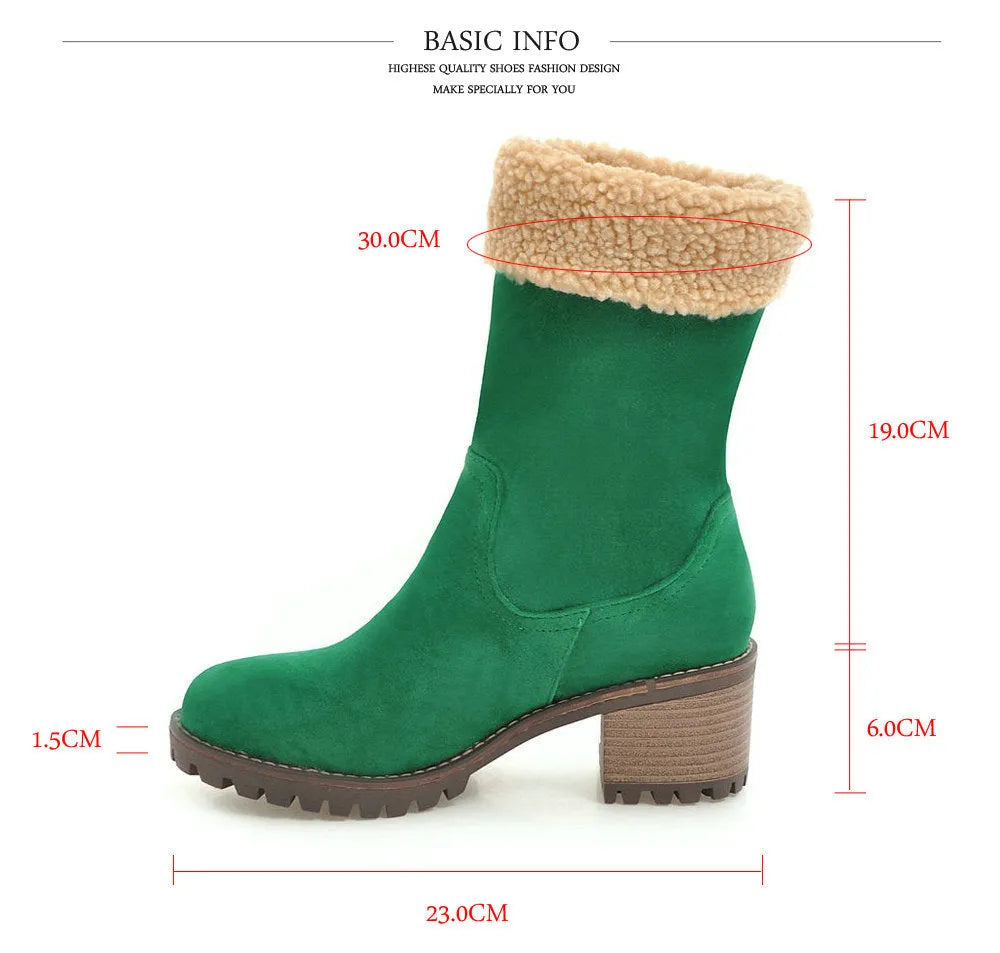 Ankle-high snow boots with waterproof rubber soles and plush lining in four colour options