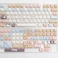 Sea Salt Cat themed PBT keycap set with March past Space and 7u supplement options for mechanical keyboards