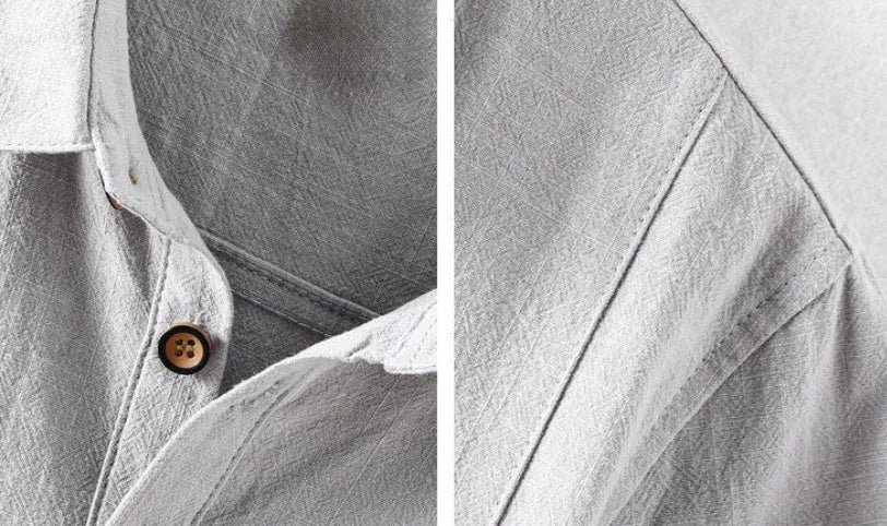 Men's linen cotton blend casual shirt in loose fit showing colour options