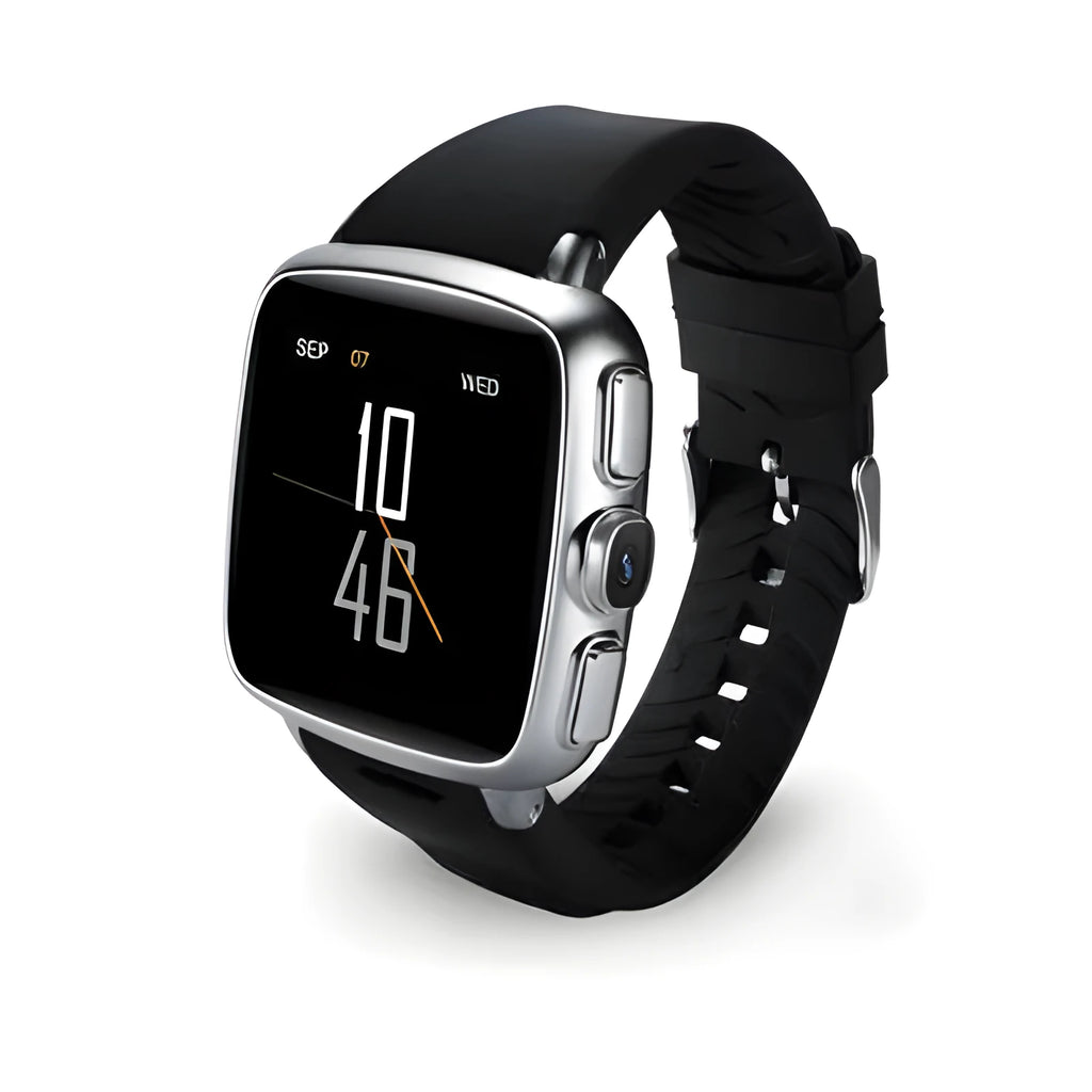 Z01smart watch with black strap and 1.54inch screen showing time display.
