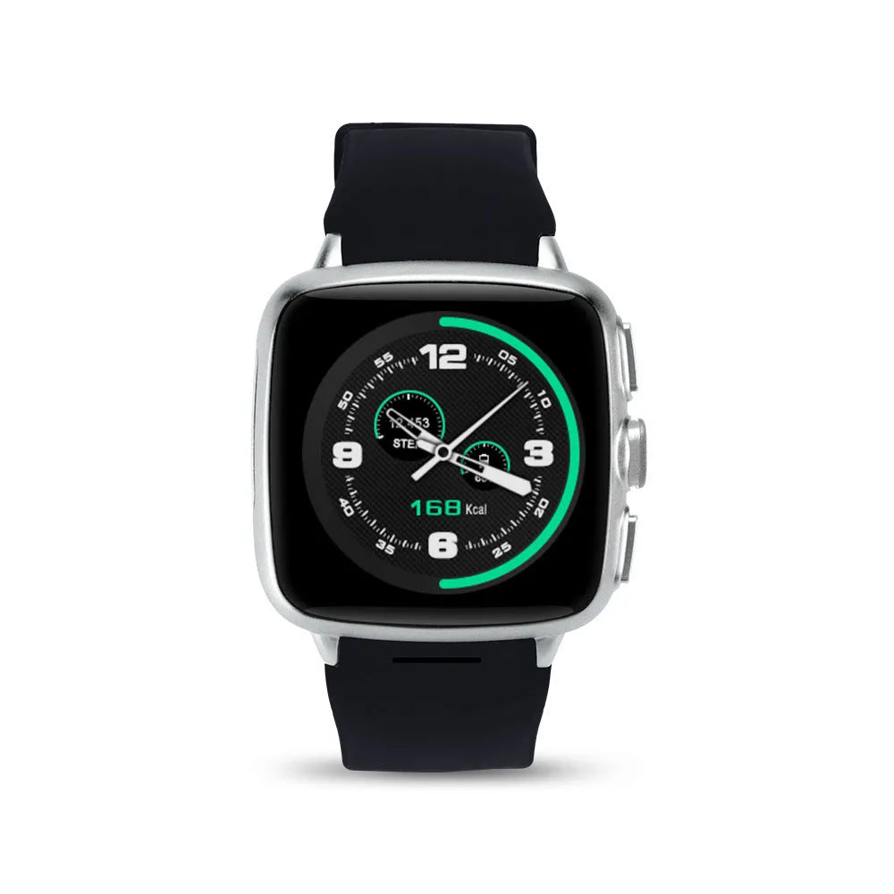 Z01smart watch with black strap and 1.54inch screen showing time display.