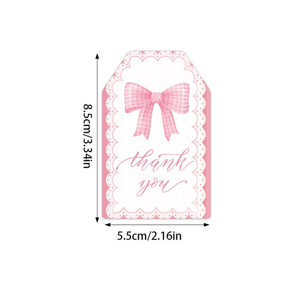 Three design styles of bowknot birthday gift tags with natural hemp rope ties