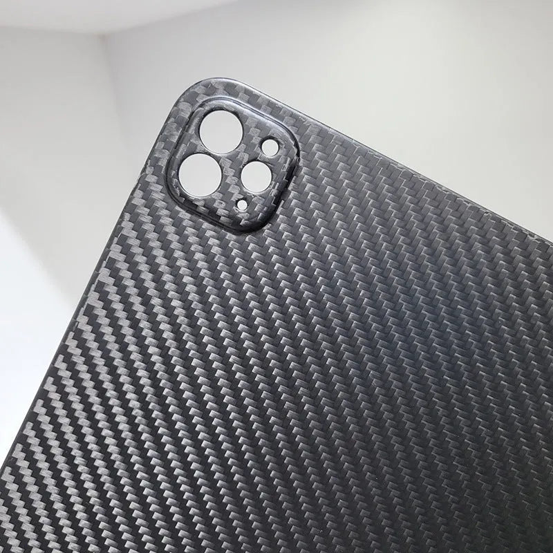 Carbon fibre protective cover for iPad Pro 11 with embossed plaid design