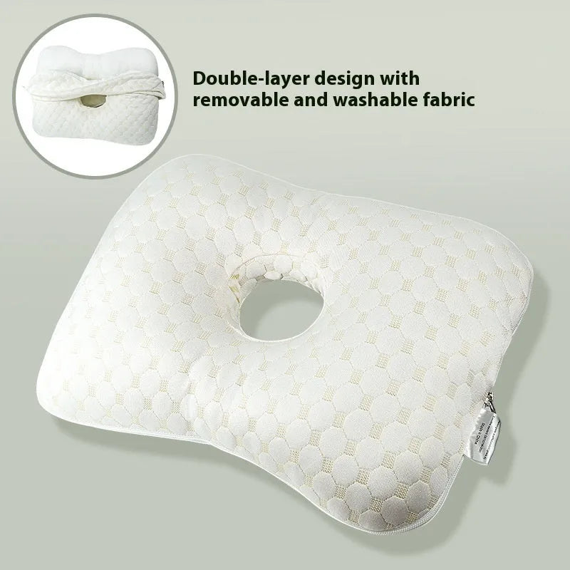 Beauty salon single hole ear pillow in a chosen colour, showing dimensions and removable cover feature.