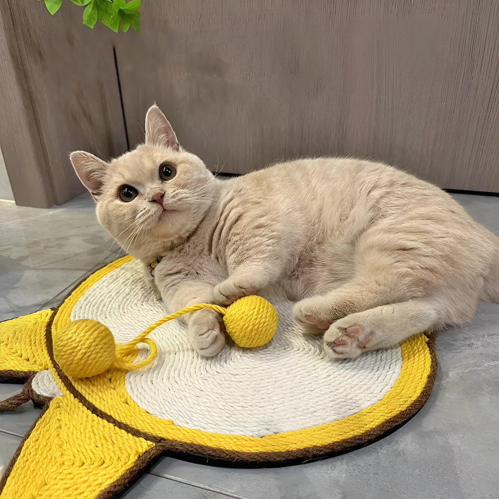 Yellow Corgi butt design cat scratching board with natural sisal surface and anti-slip EVA base