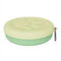 Portable dog food and water bowl with snack box in light pink or green colours