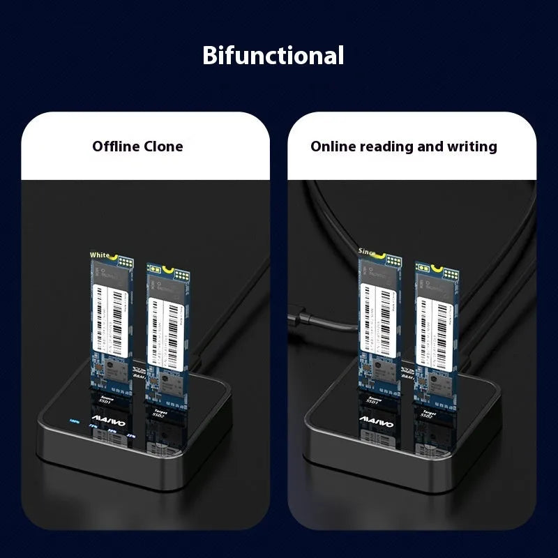 MAIWO K3016 M2 solid state hard disk docking station for SSD cloning with cables and power adapter