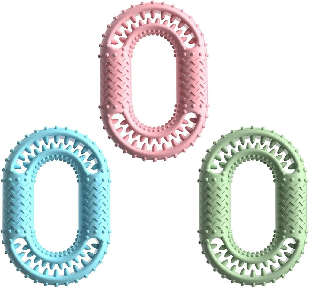 Blue O-ring dog dental chewing toy for aggressive chewers measuring 12.5 cm