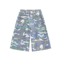 Camouflage pattern cropped work trousers with straight leg cut and multiple pockets
