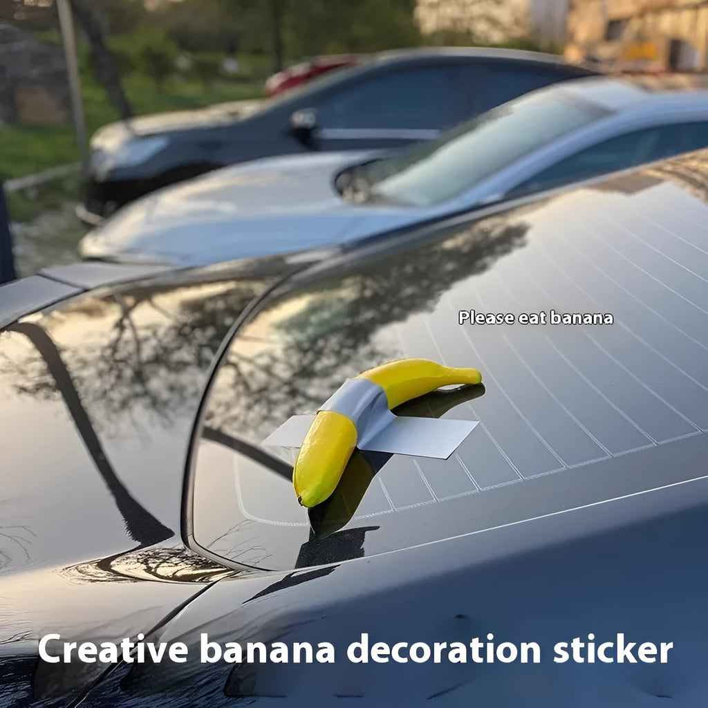 Creative spoof art banana car sticker in foam material with cartoon design