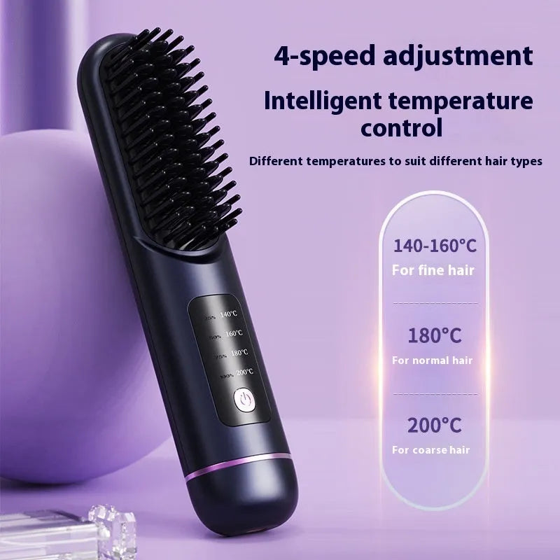 Portable negative ion hair comb in white, dark blue, and grey colour options.