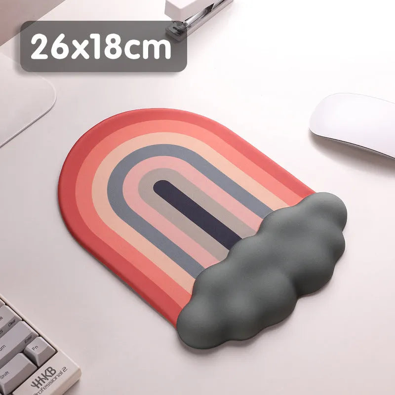 Silicone wrist rest mouse pad and keyboard support with cloud pattern design