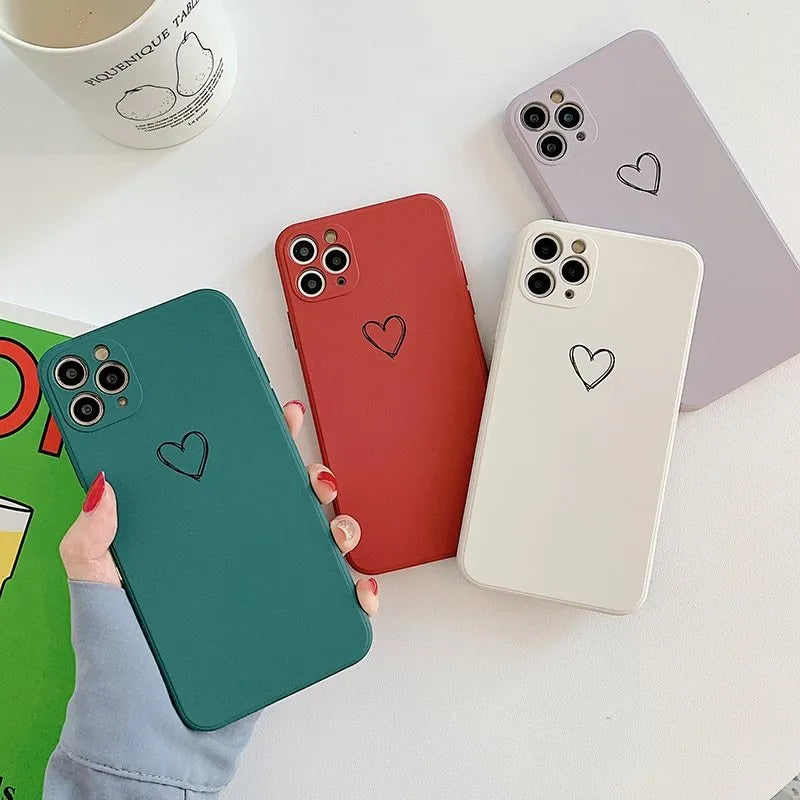 Silicone TPU back cover phone case for Apple iPhone, shown in multiple solid colour options.