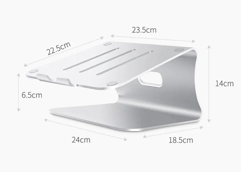 Aluminium notebook cooling bracket with rotary mechanism in silver and grey colour options