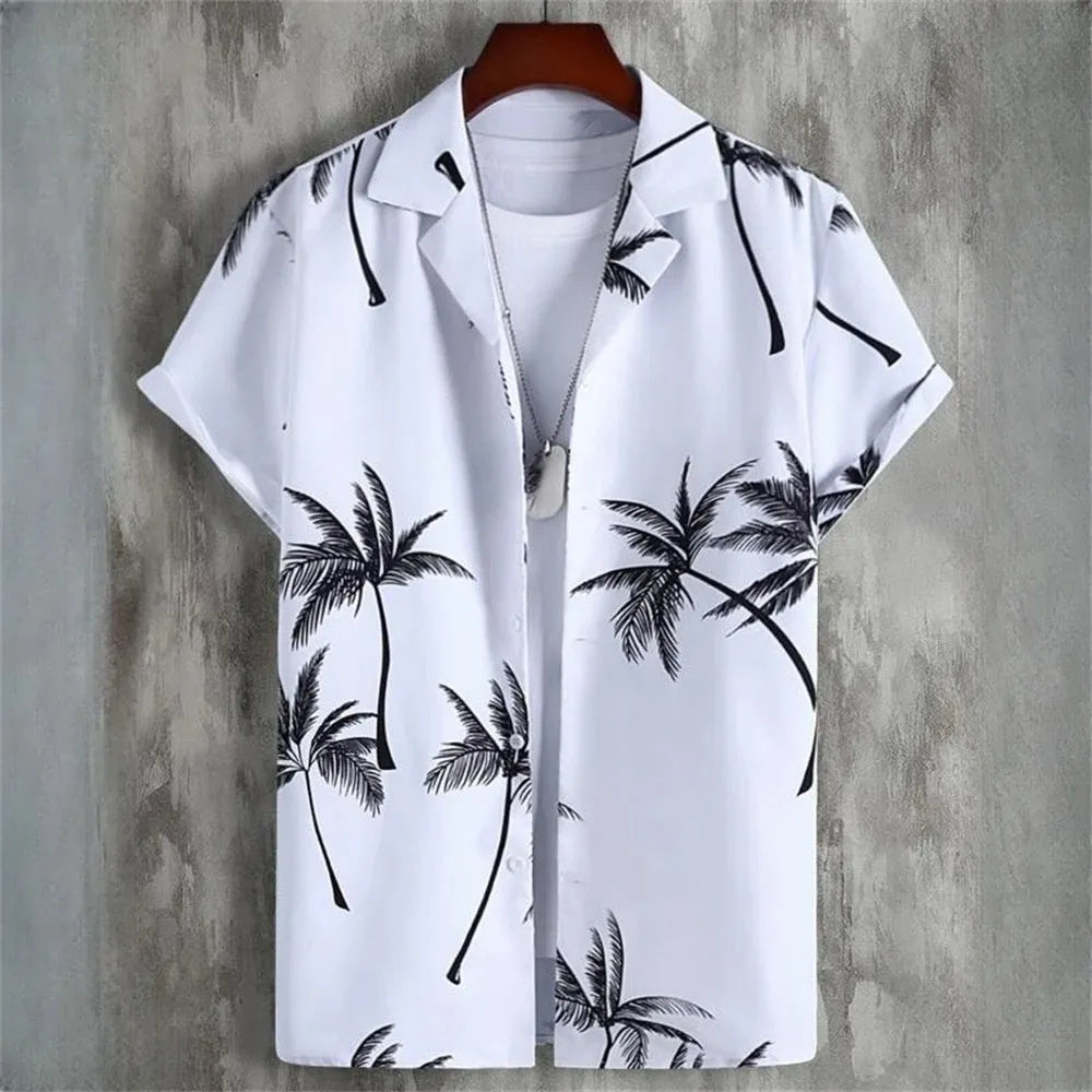 Men's camouflage pattern digital print cardigan shirt with short sleeves and loose fit