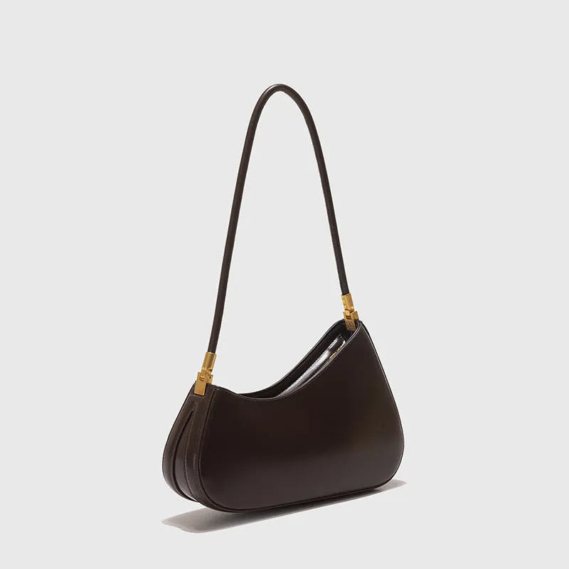 Women's oval PU leather underarm bag in multiple colours with single shoulder strap and zippered interior pouch