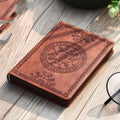 Portable A6 mini notebook with imitation leather cover and pen in five colours including black and brown
