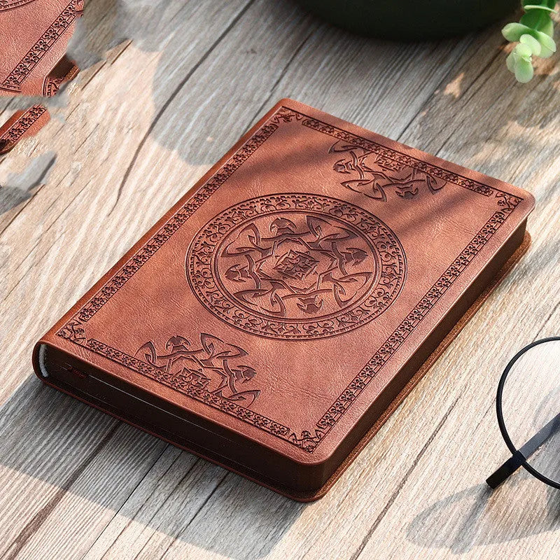 Portable A6 mini notebook with imitation leather cover and pen in five colours including black and brown