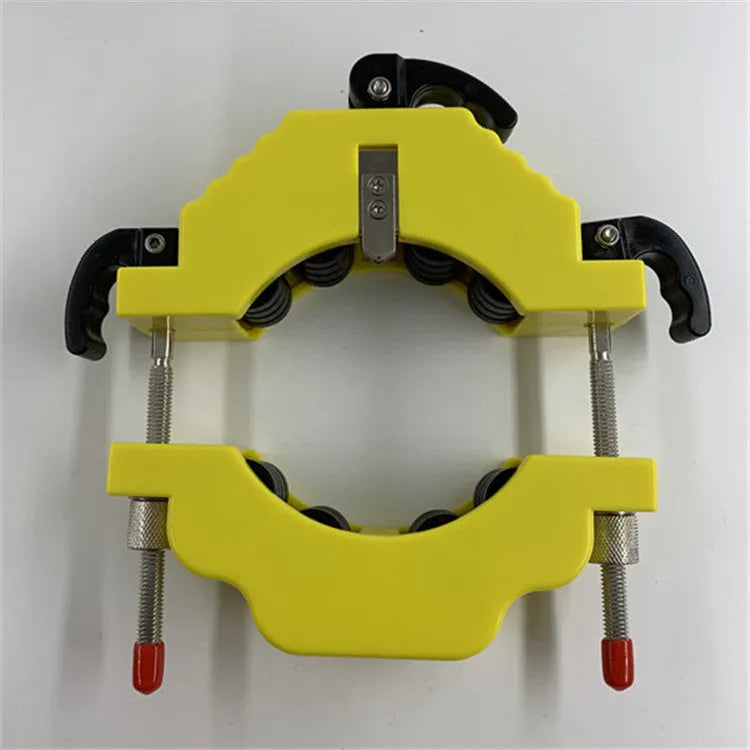 Yellow bottle cutter tool for glass bottles 50mm to 120mm diameter with adjustable cutting mechanism