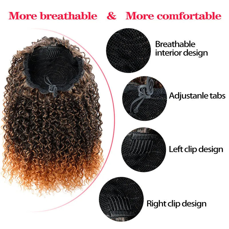 Chemical fibre fluffy ponytail wig 14inch high temperature wire mechanism construction black colour