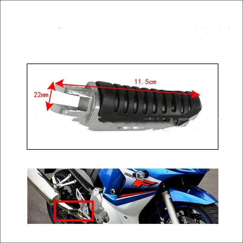 Black aluminium alloy motorcycle footrest pedal set for Suzuki models on a white background.