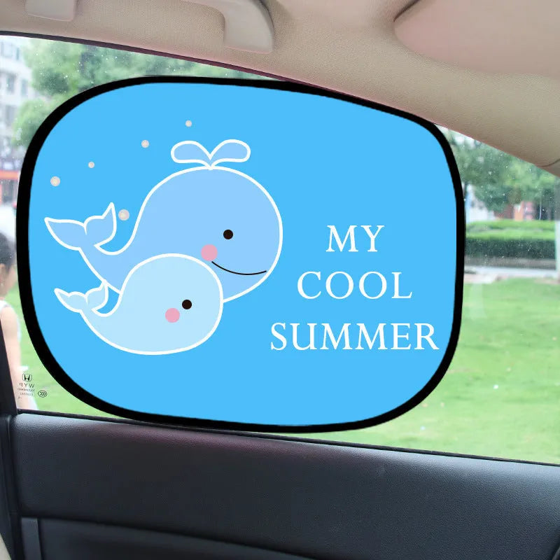 Electrostatic adsorption car side window sunshade with nylon mesh material in animal pair sizes