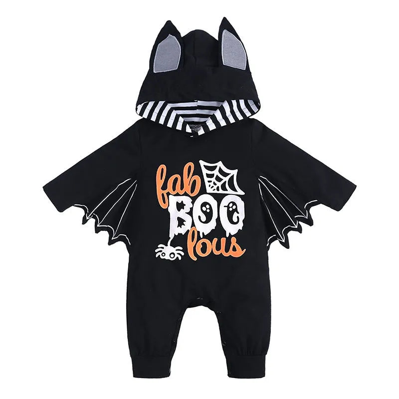 Baby batwing sleeve jumpsuit in cotton with hood, Western style, multiple colours, for heights 60 to 100 cm
