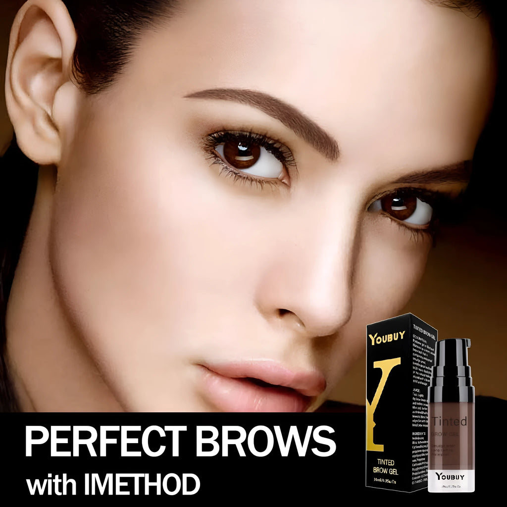 Waterproof quick-drying eyebrow cream in dark grey and golden yellow shades for natural brow colour