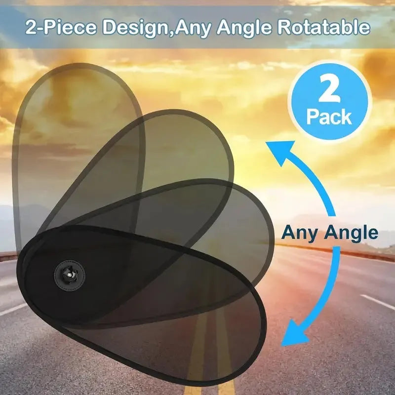 Black breathable car side window shade with suction cups stretched over window