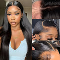 A straight black human hair wig with a 13x6 lace front, shown at a medium length.