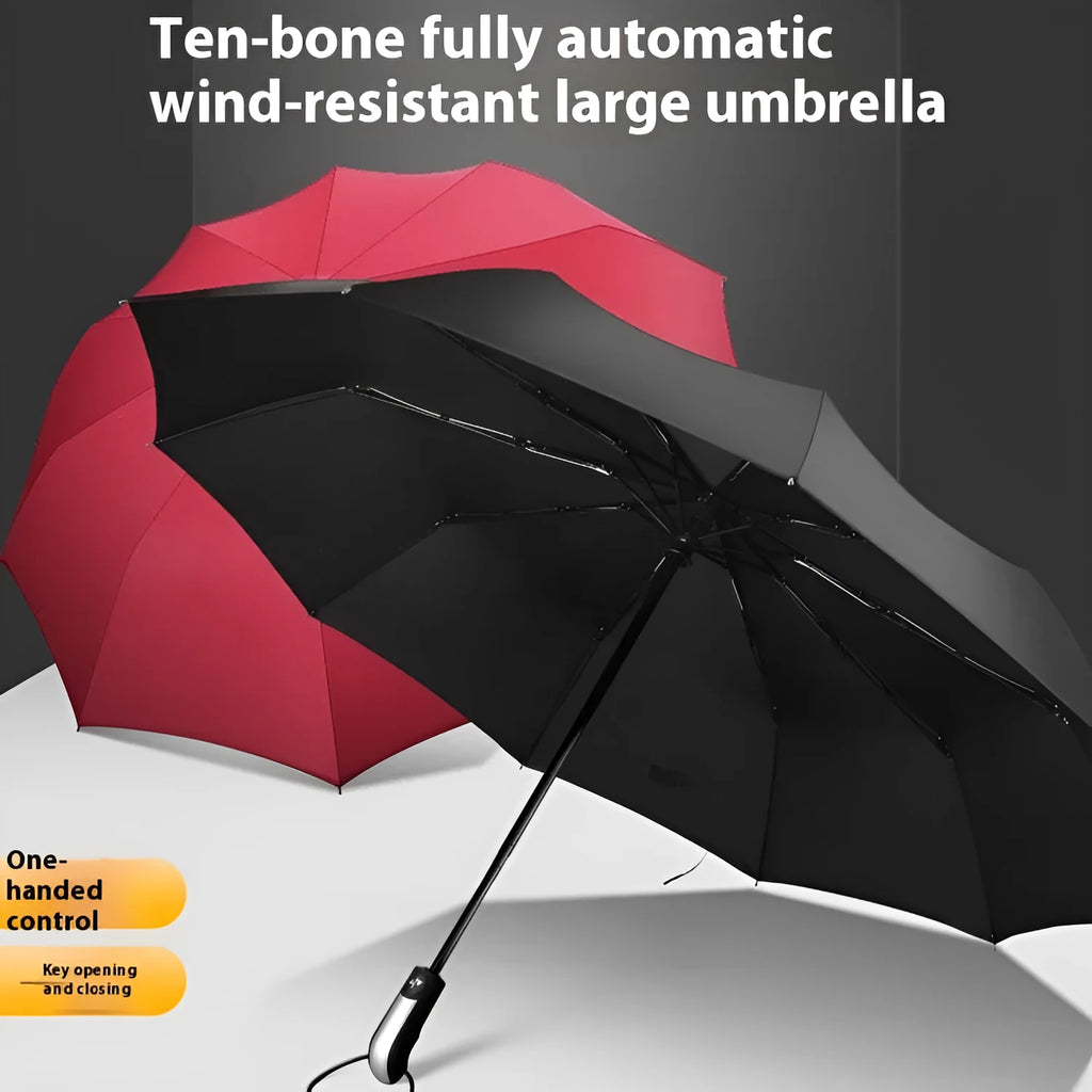 Automatic triple folding business umbrella with steel frame and NC fabric canopy in three colour options