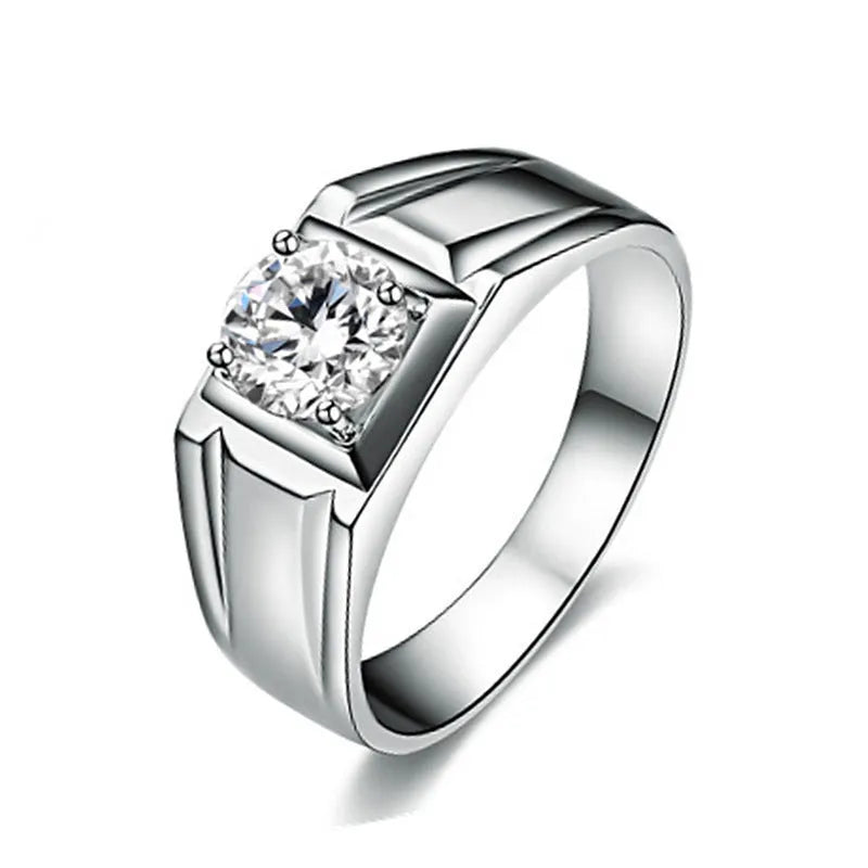 Men's adjustable copper ring with a large square diamond design in a gold colour finish.