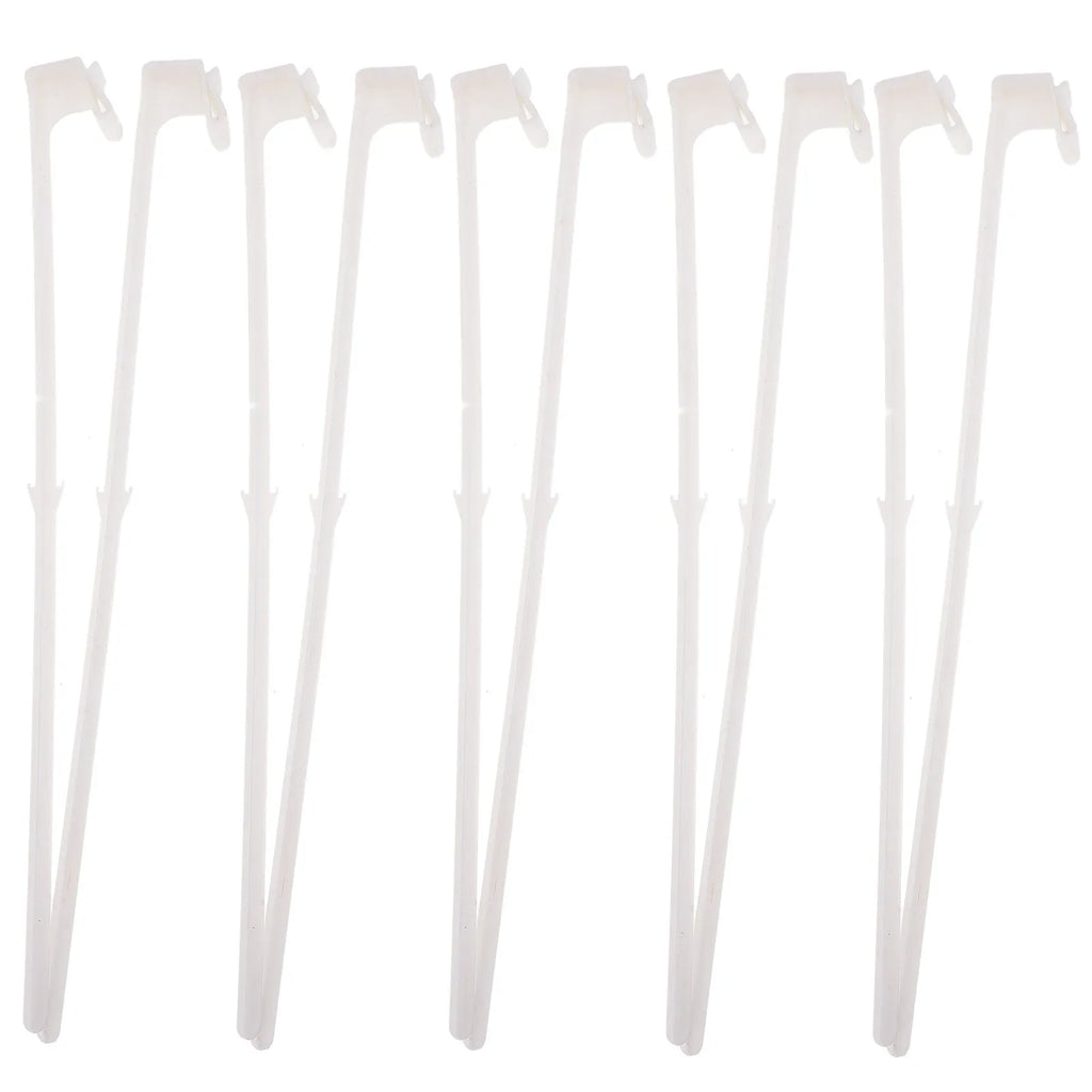 Ten white PP plastic car window flag pole clips for mounting banners on vehicle windows