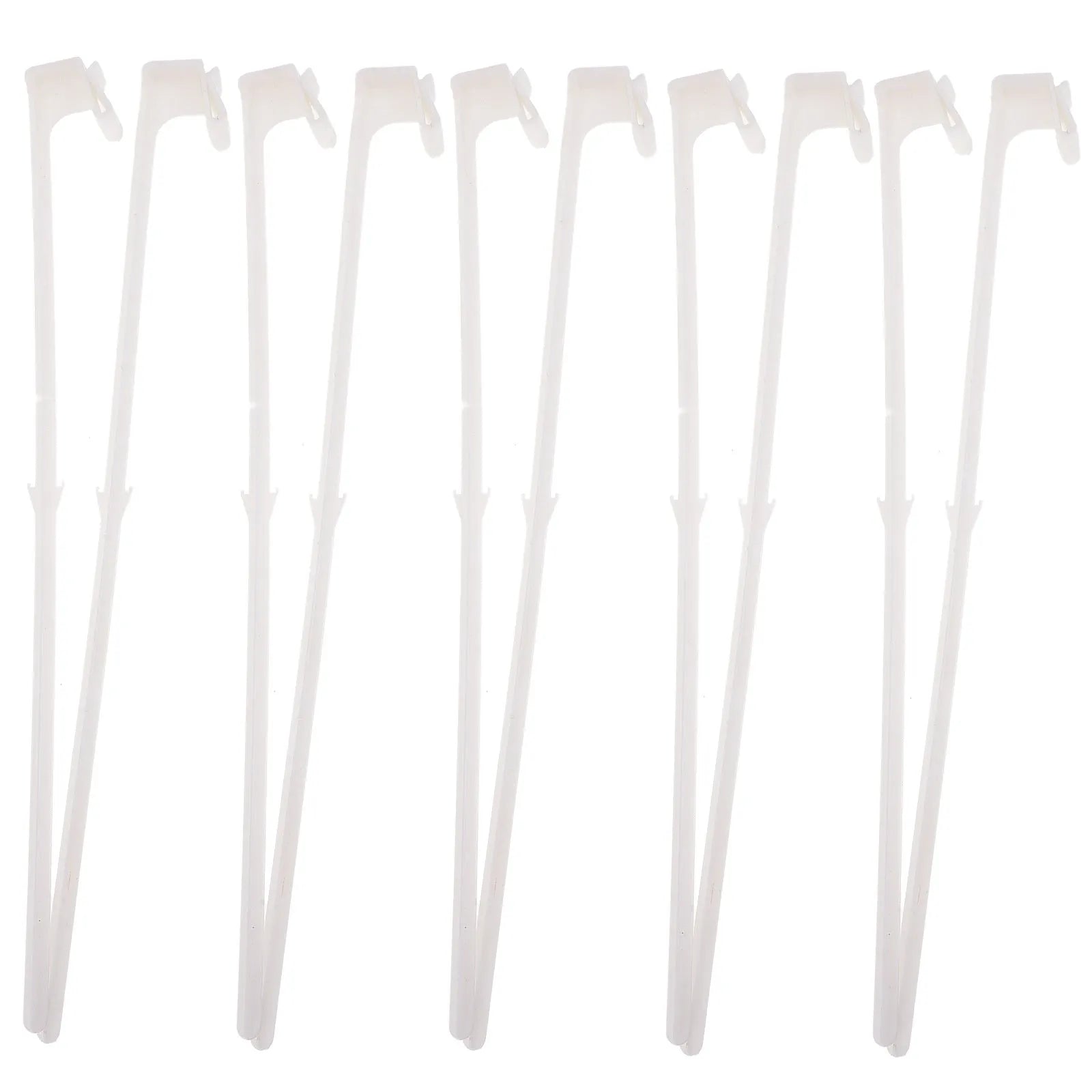 Ten white PP plastic car window flag pole clips for mounting banners on vehicle windows