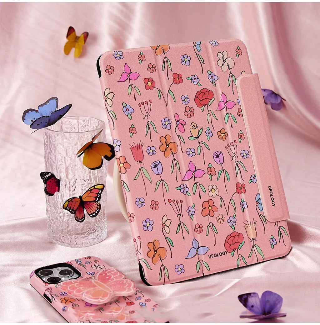 iPad Air magnetic suction protective sleeve case in polyurethane with double-sided clip inner shell