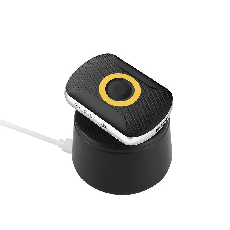 Black GPS tracker for children elders and pets with SOS button and splash water resistant design