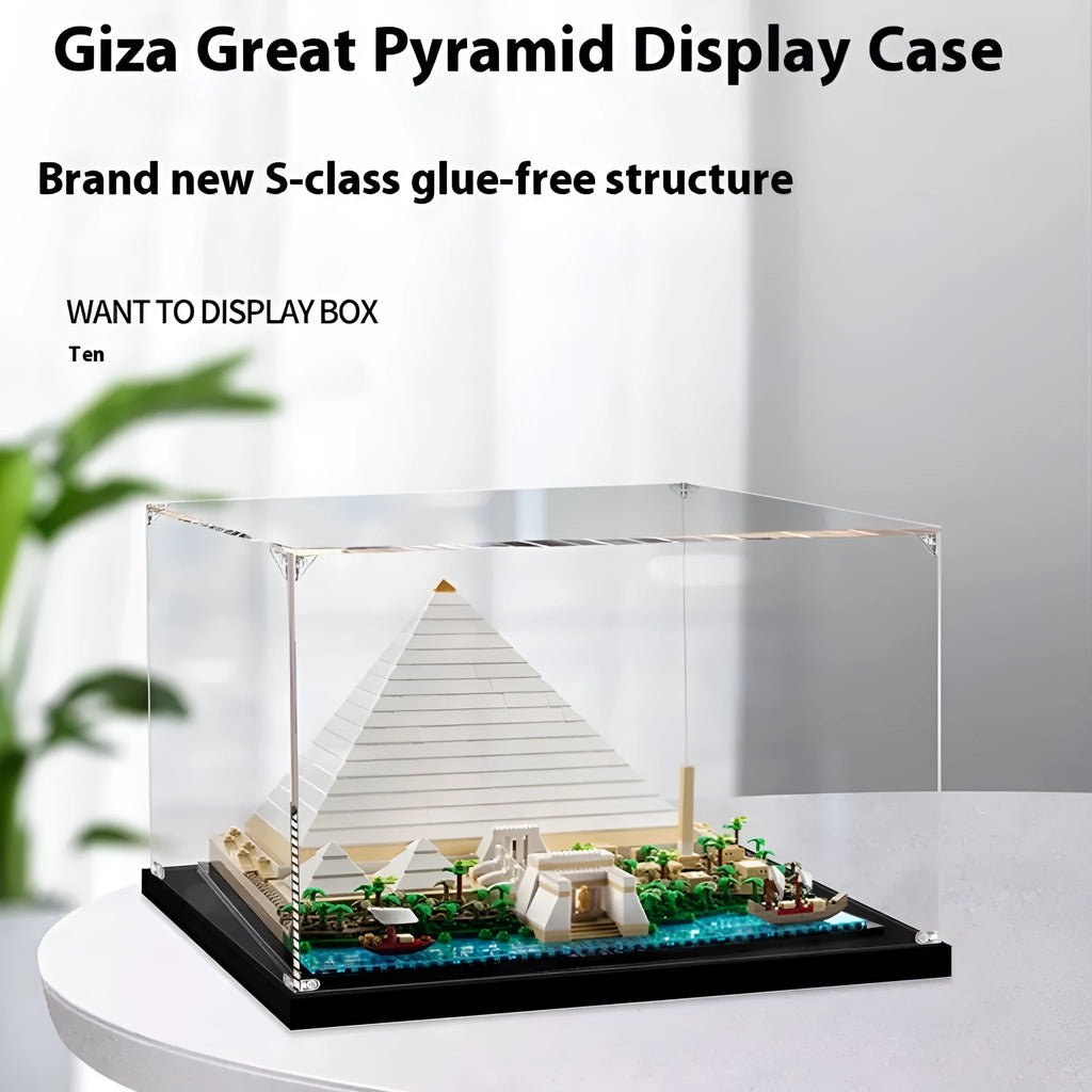 Transparent acrylic storage box in pyramid shape, medium 18L capacity, dustproof, stackable, hand-made