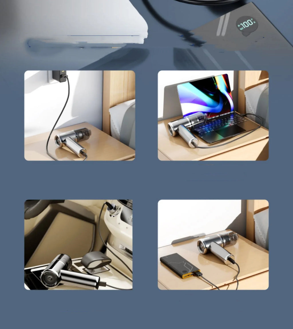Cordless handheld vacuum cleaner with accessories for car interior cleaning