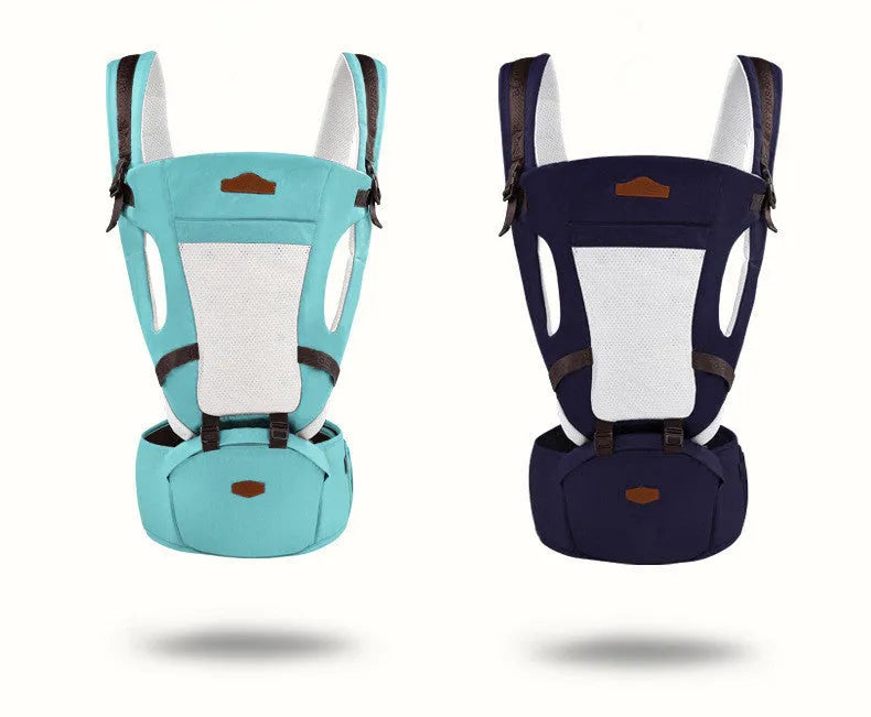 Breathable baby waist stool strap carrier in green for ages 3-36 months